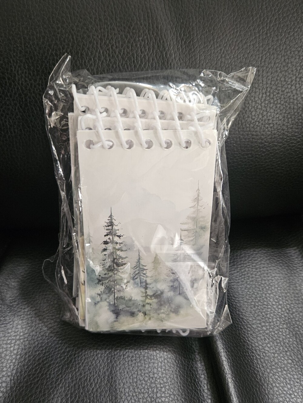 White Spiral Mini Pocket Notepad with Forest Watercolor Cover 8ct